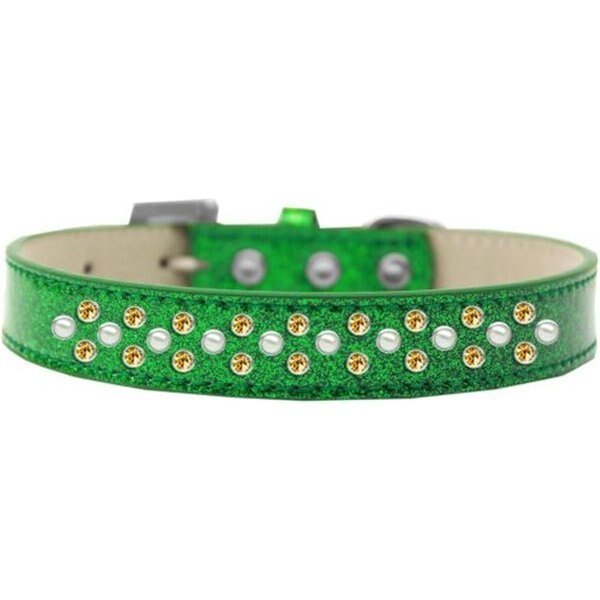 Sprinkles Ice Cream Pearl & Yellow Crystals Dog CollarEmerald Green Size 18, Unconditional Love, Mfr#: UN812418